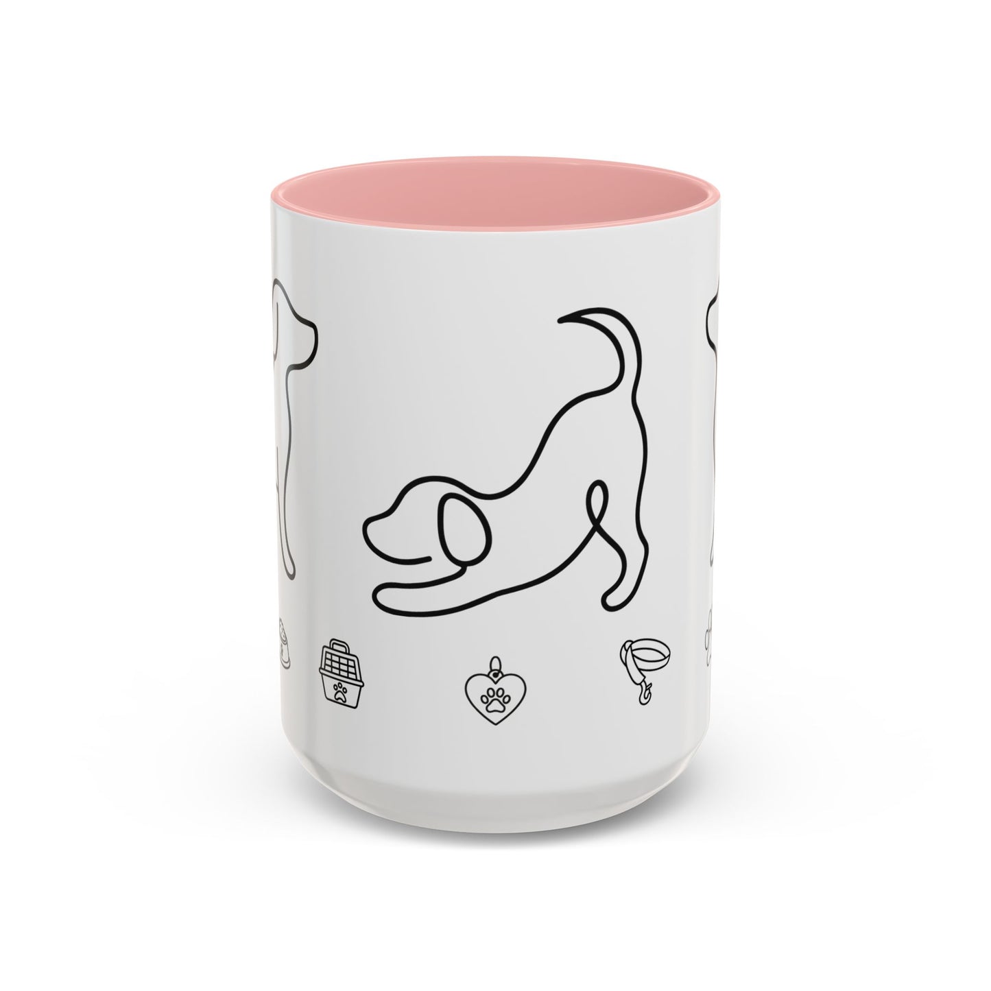 Dog Line Art Accent Coffee Mug — Minimal Paw & Pet Icons (11/15oz)