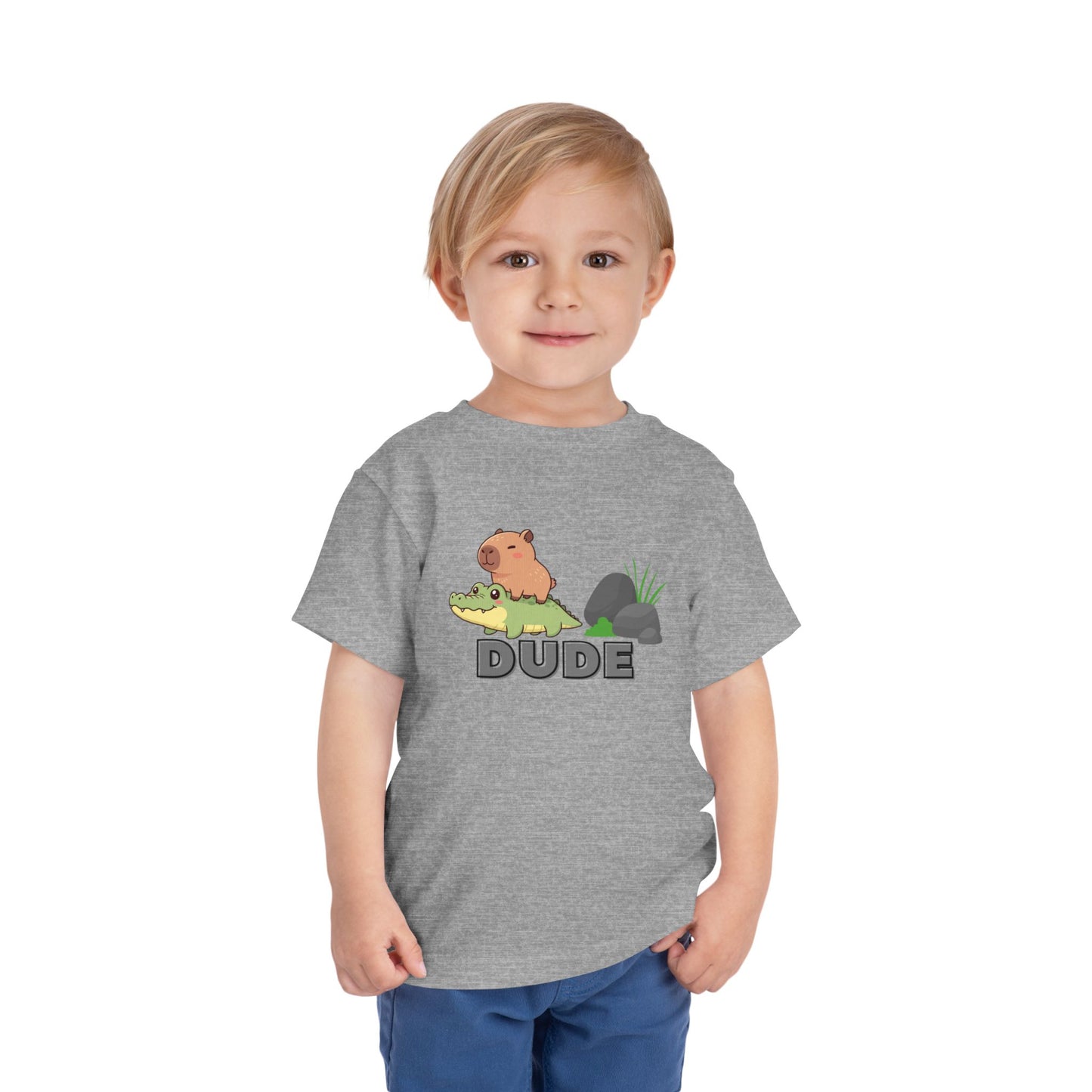 Capybara on Crocodile "DUDE" Toddler Graphic T-Shirt