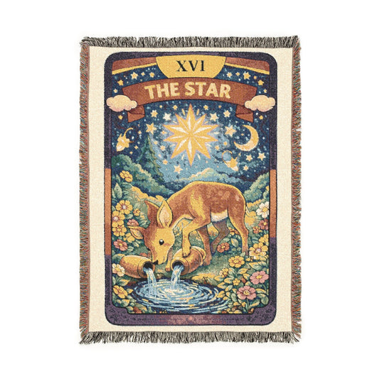 The Star Tarot Card (Deer) Woven Blanket/Throw