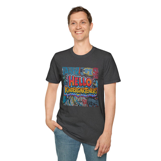 Hello Kindergarteners Graffiti Back-to-School T-Shirt for Teachers