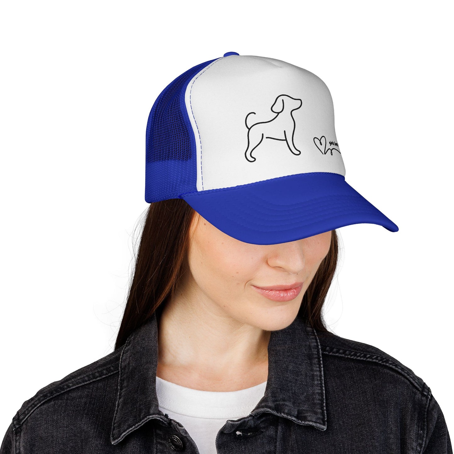 Dog Lover Trucker Cap — "Girl's Best Friend" Minimal Line Art Hat