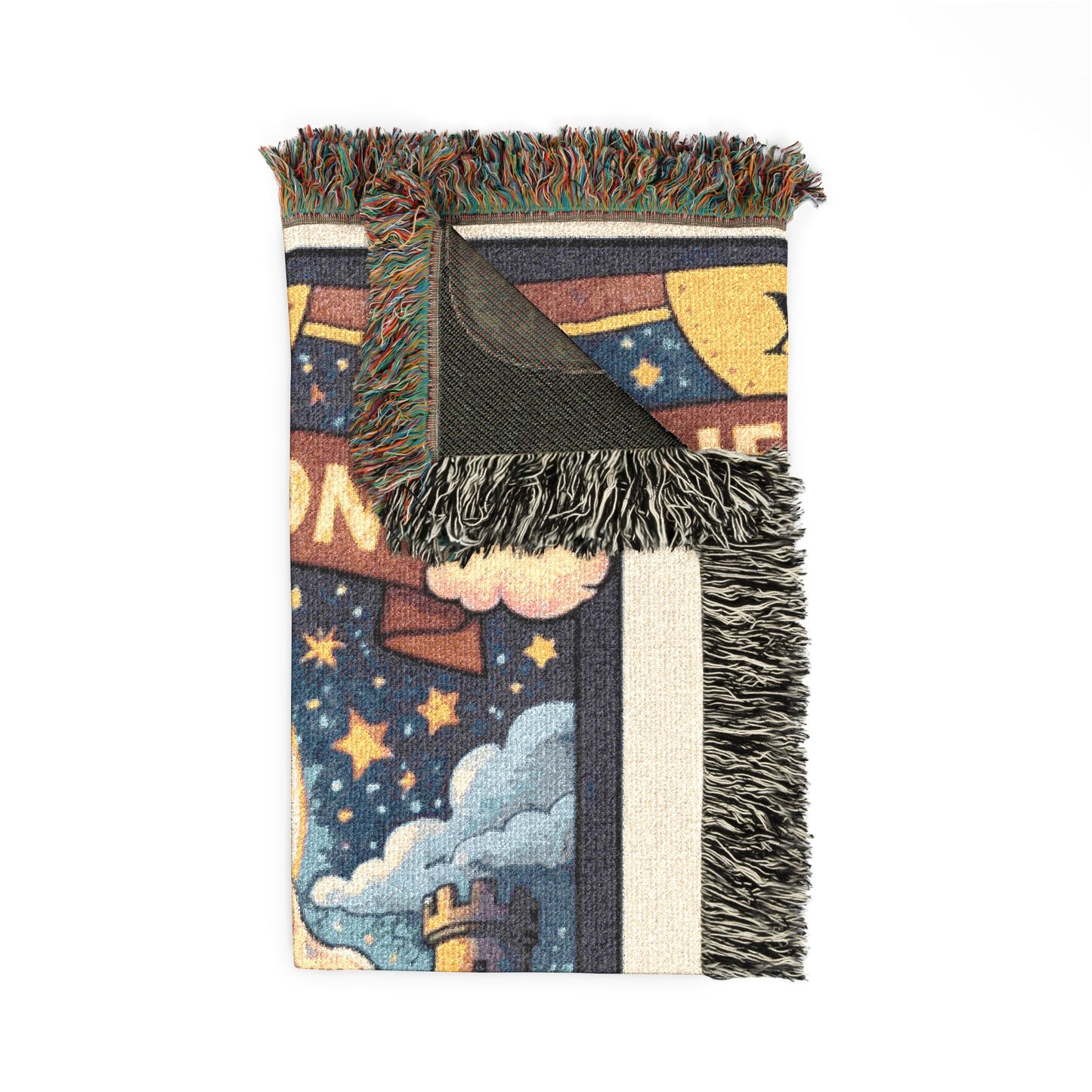 The Moon Tarot Card (Wolves) Woven Blanket/Throw