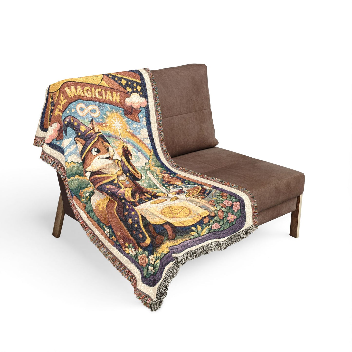 The Magician Tarot Card (Fox) Woven Blanket/Throw