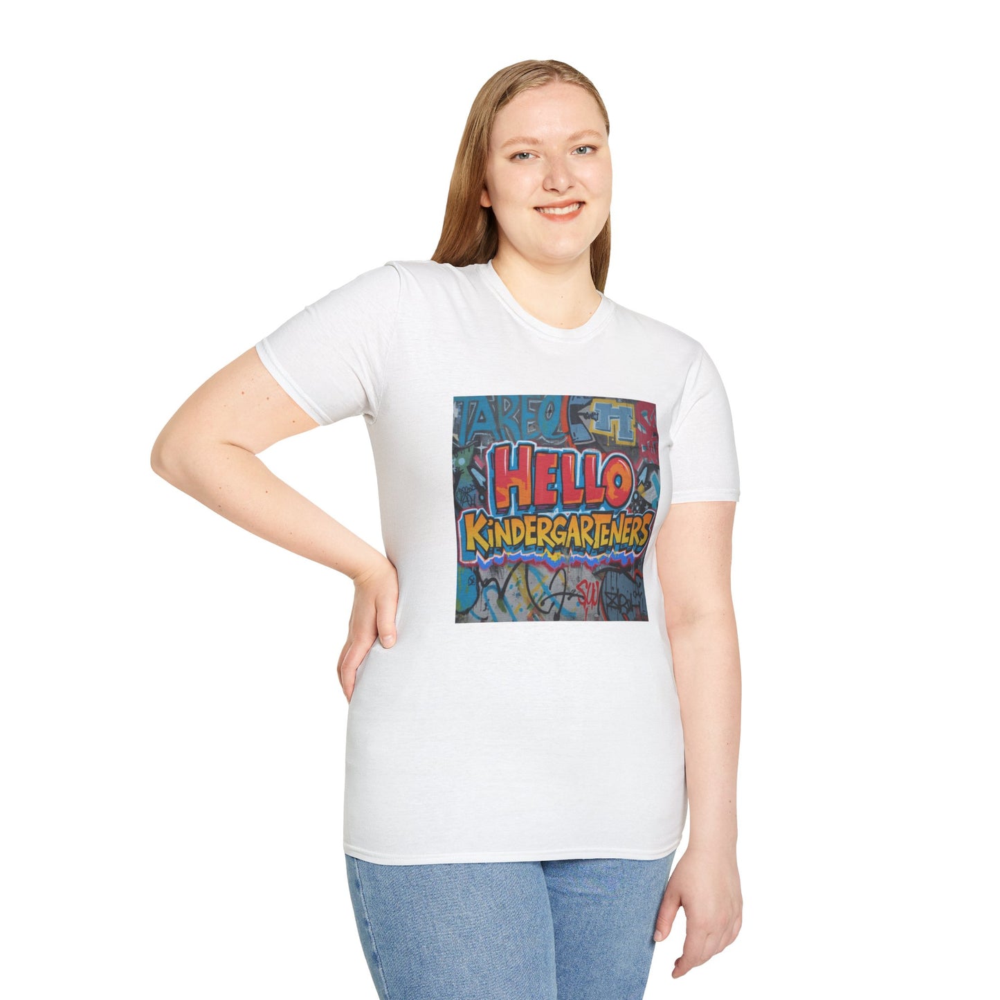 Hello Kindergarteners Graffiti Back-to-School T-Shirt for Teachers