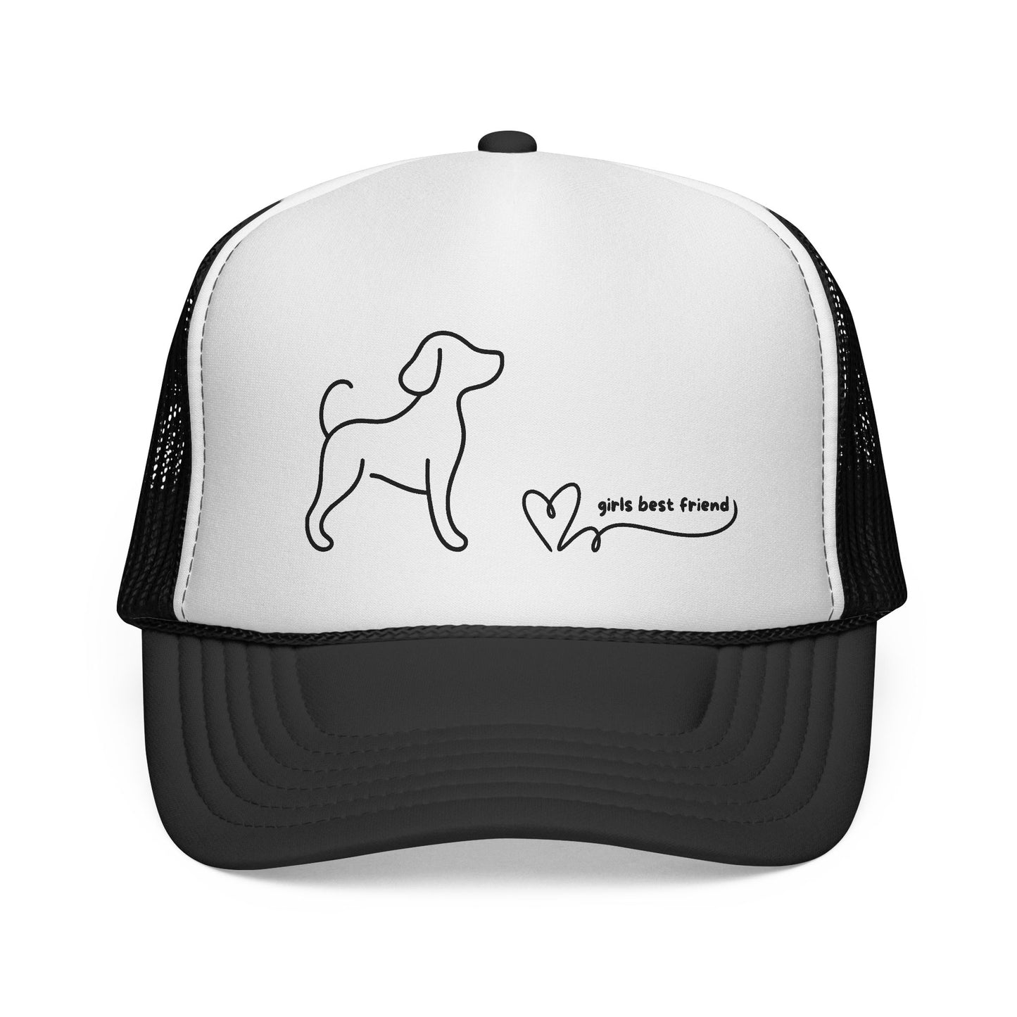 Dog Lover Trucker Cap — "Girl's Best Friend" Minimal Line Art Hat