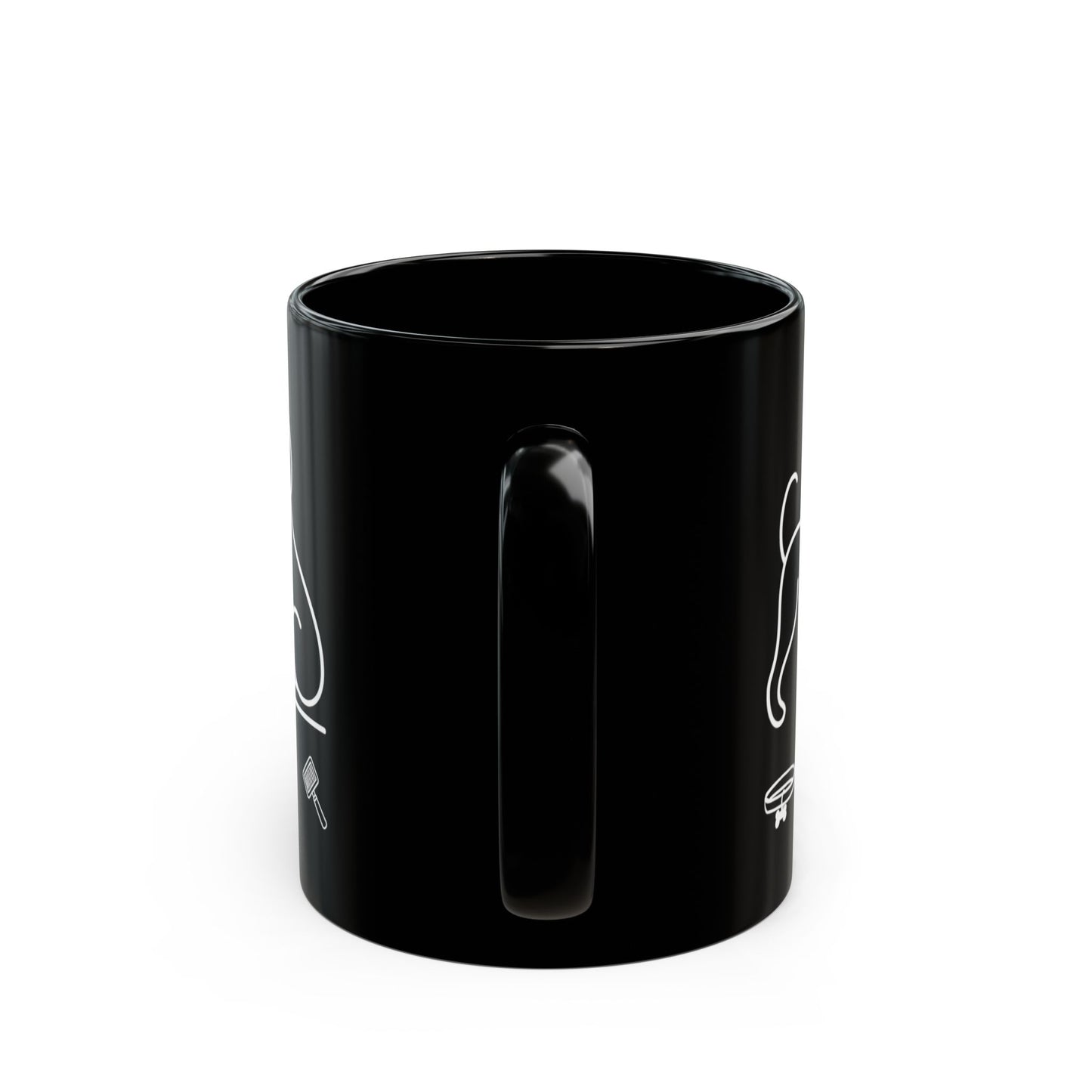 Black Dog Paw Print Mug — Neon Outline Pet Lover Coffee Cup (11oz, 15oz)