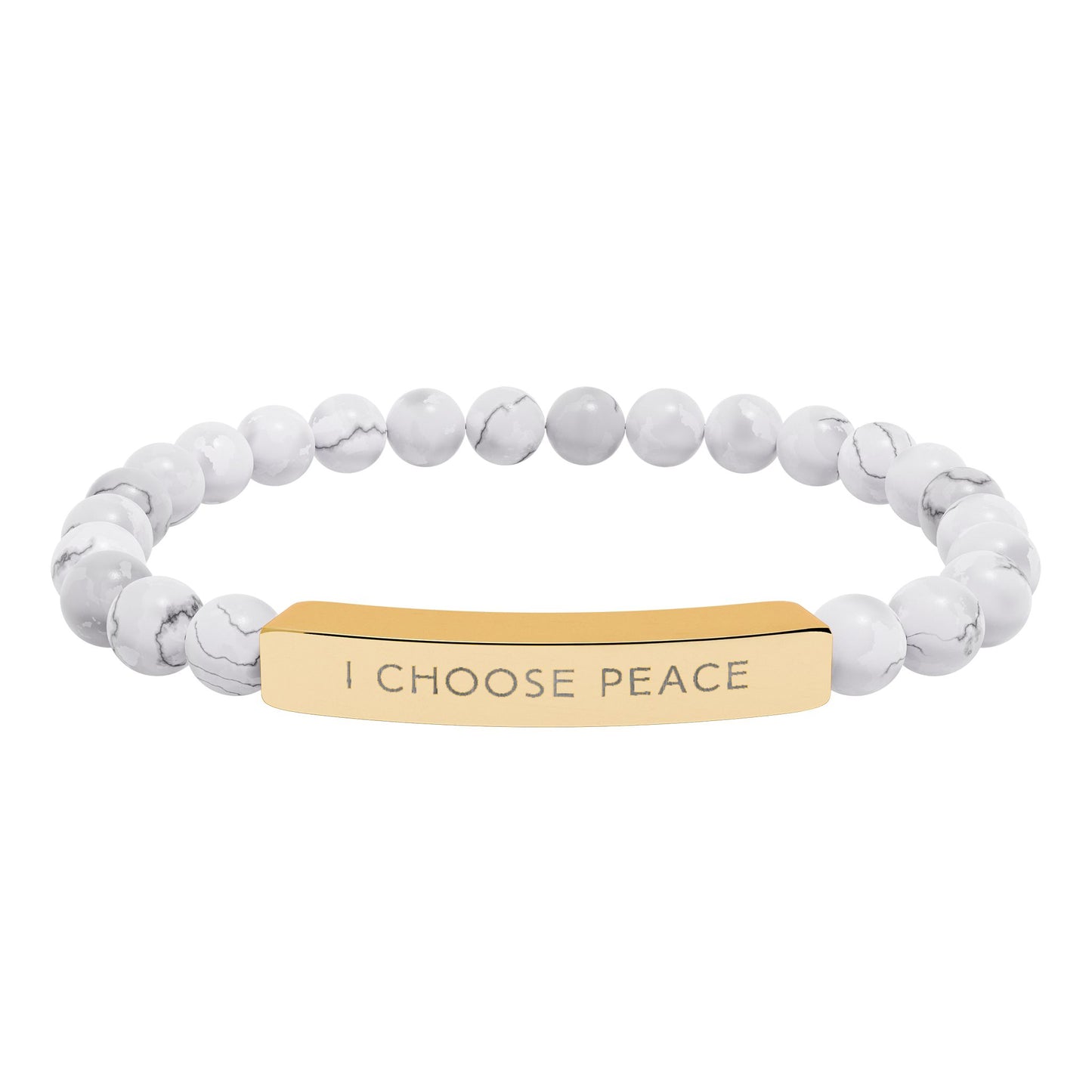 Engraved "I Choose Peace" Natural Stone Stretch Bracelet