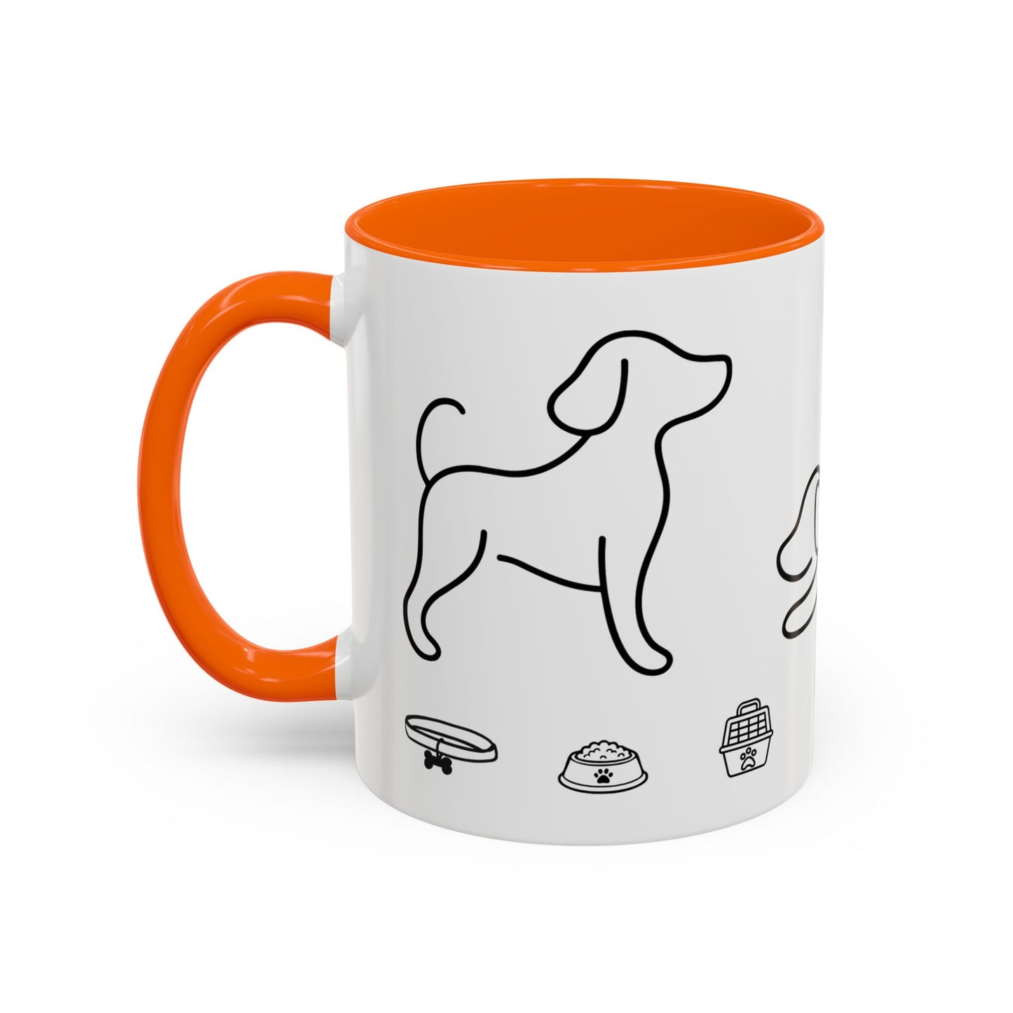 Dog Line Art Accent Coffee Mug — Minimal Paw & Pet Icons (11/15oz)