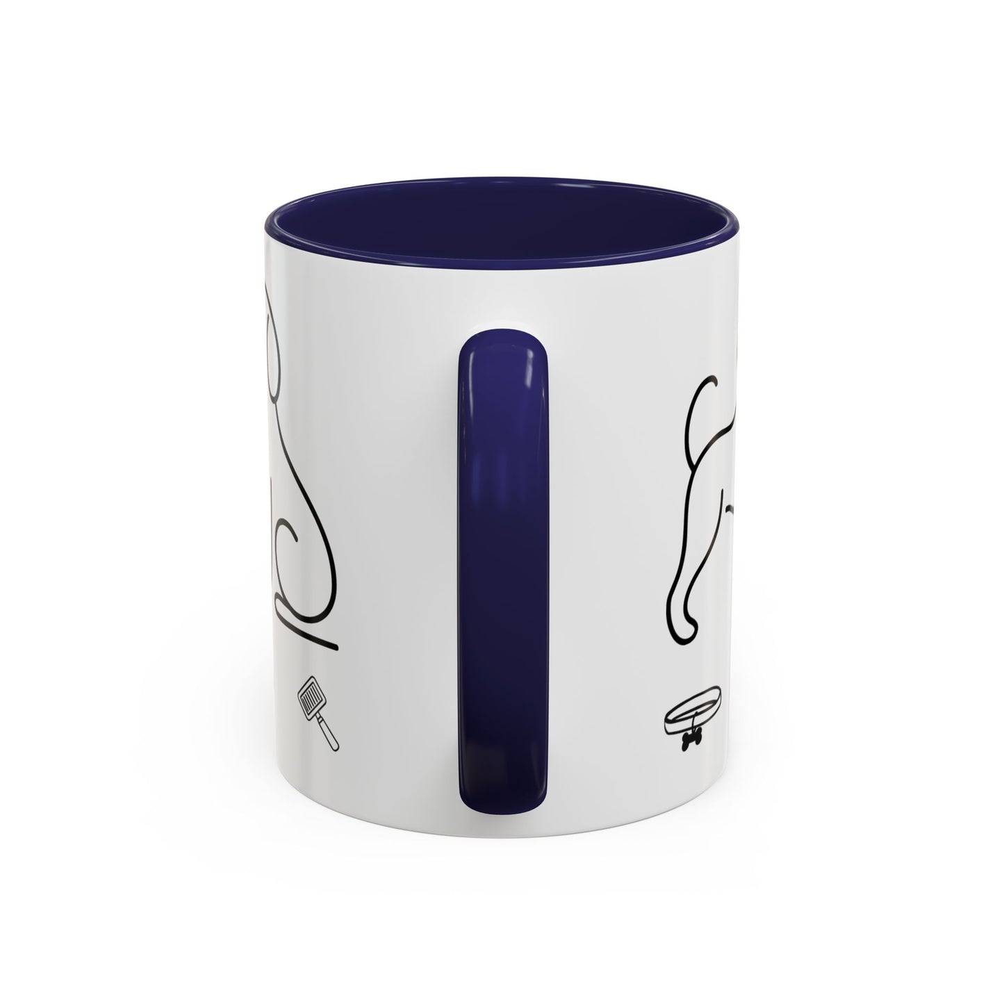 Dog Line Art Accent Coffee Mug — Minimal Paw & Pet Icons (11/15oz)