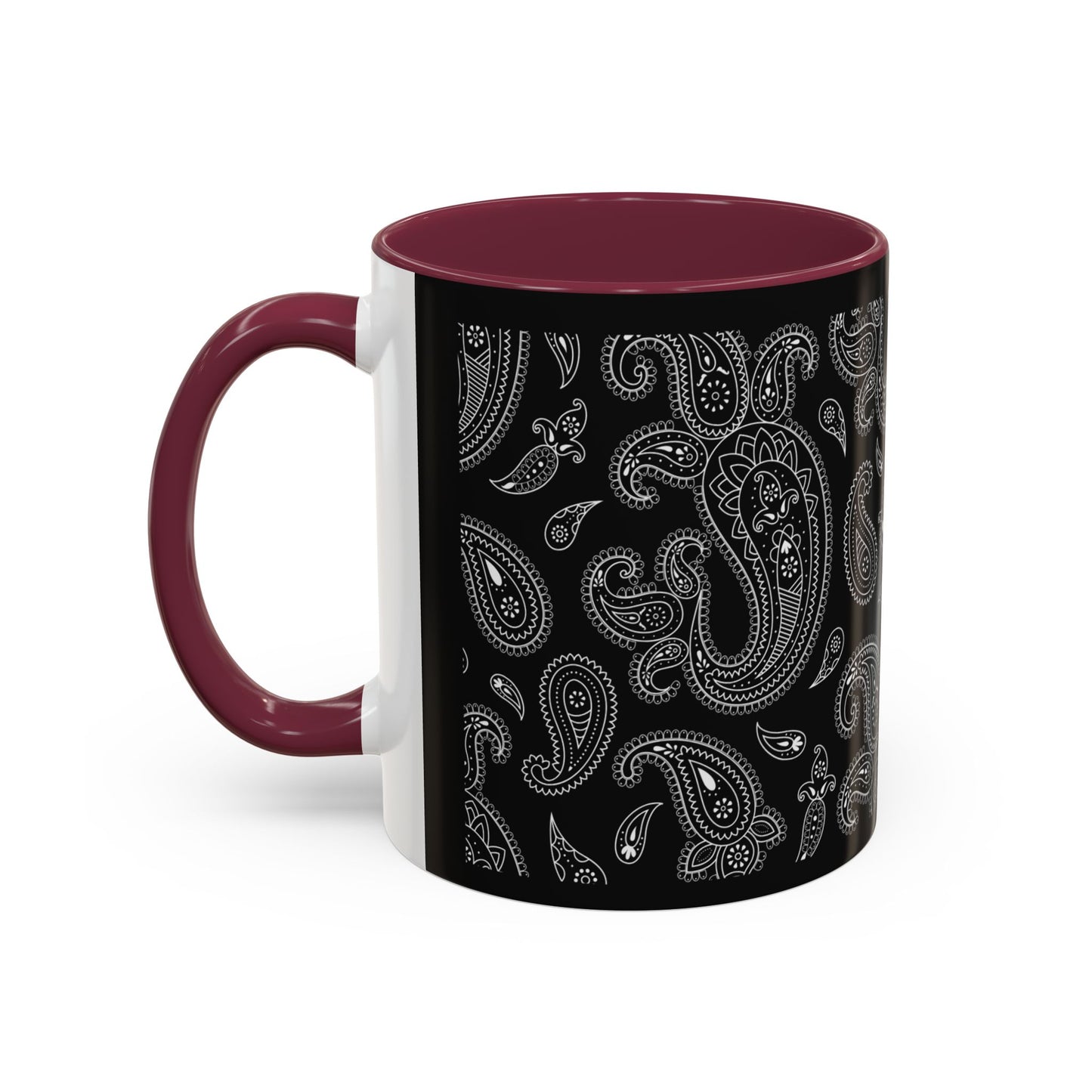 Black Paisley Ceramic Mug — 11oz & 15oz Stylish Pattern