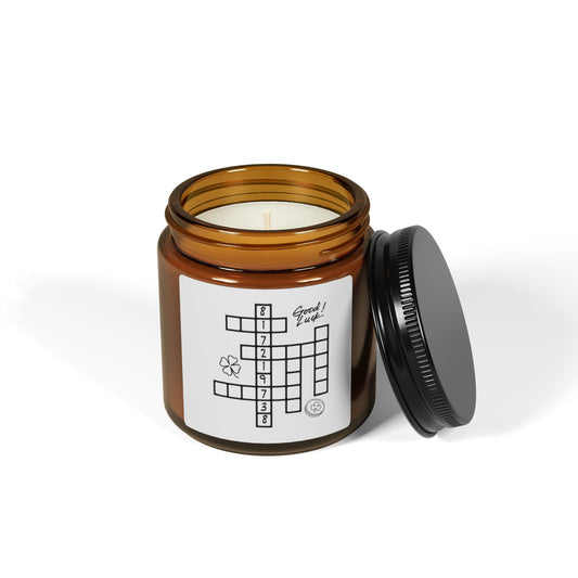 Grabovoi Puzzle "Good Luck" Soy Candle — Amber Jar