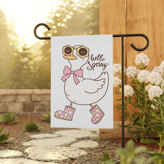 Hello Spring Duck Garden Flag - Garden Banner