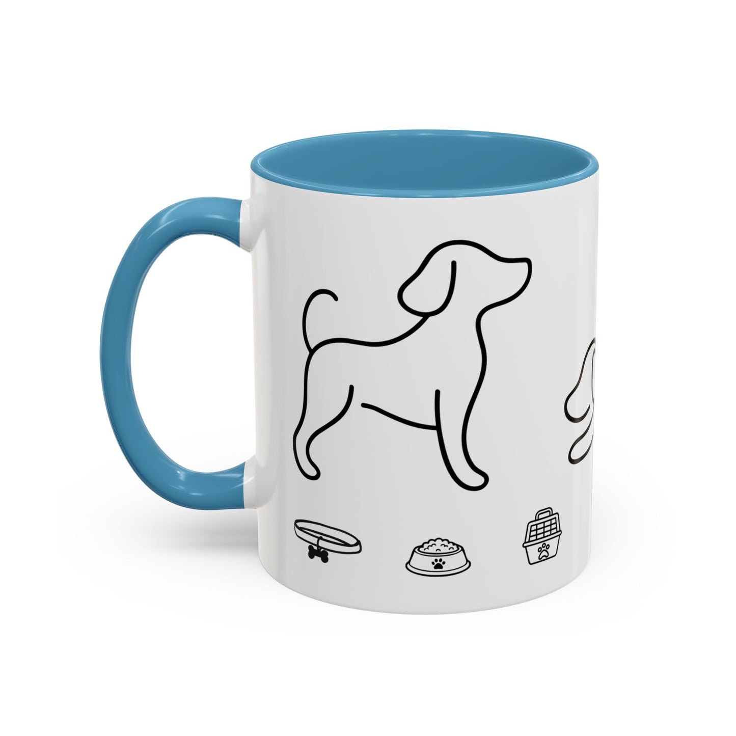 Dog Line Art Accent Coffee Mug — Minimal Paw & Pet Icons (11/15oz)