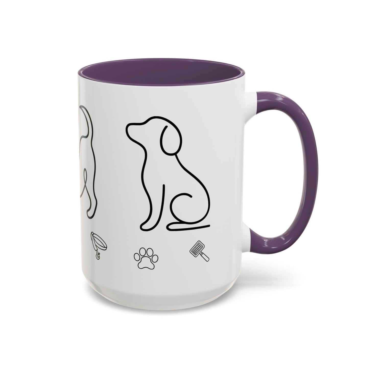Dog Line Art Accent Coffee Mug — Minimal Paw & Pet Icons (11/15oz)