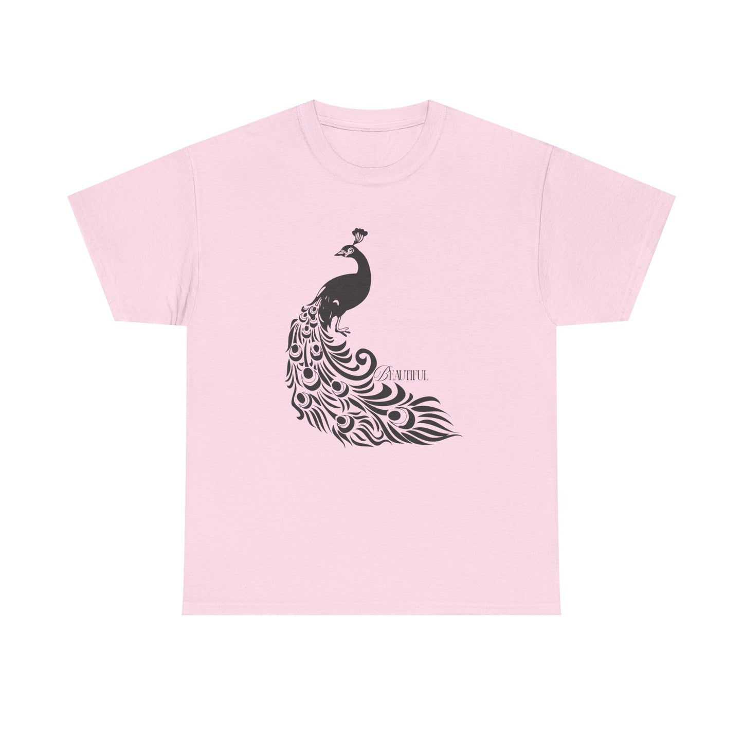 Peacock Black Feather Graphic T-Shirt