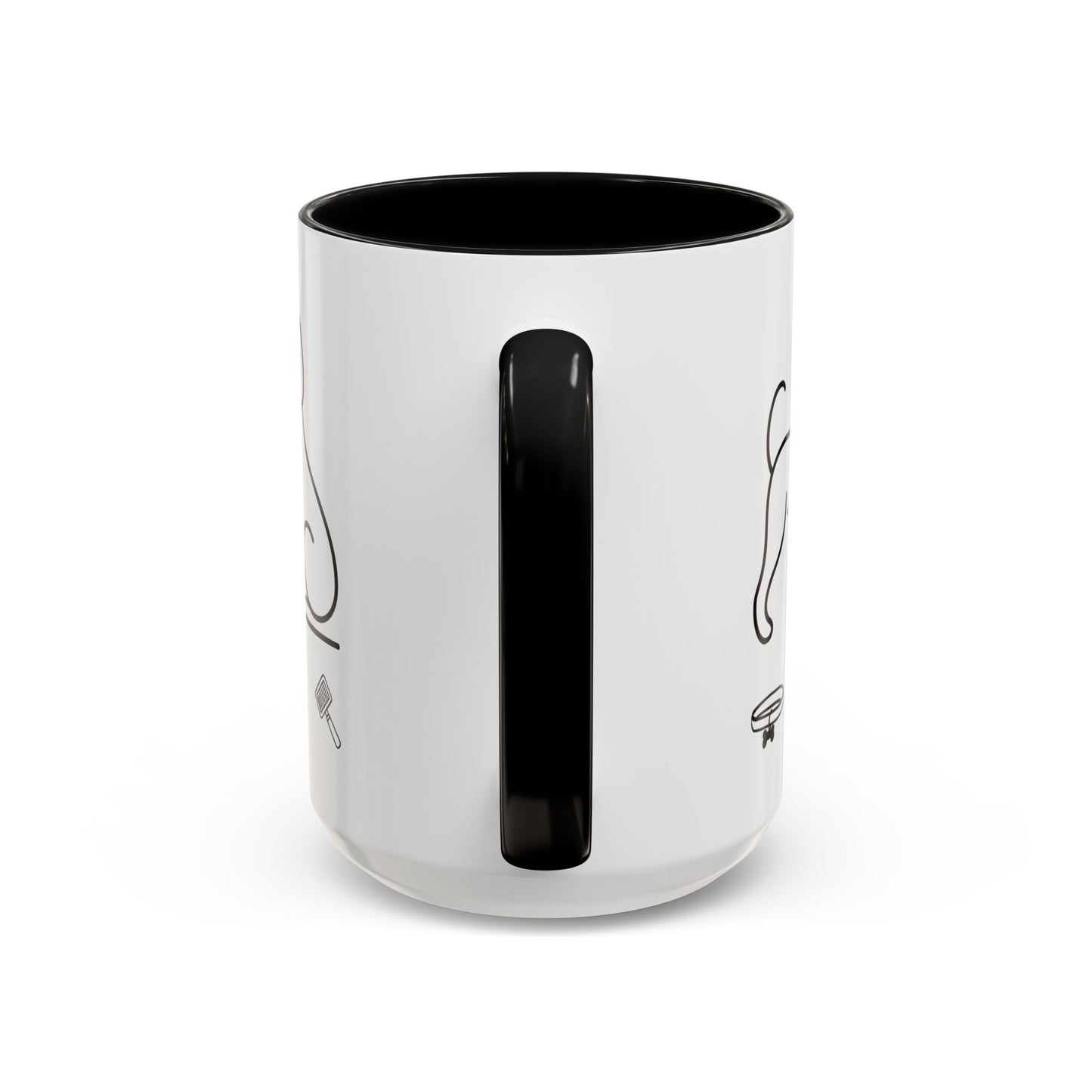 Dog Line Art Accent Coffee Mug — Minimal Paw & Pet Icons (11/15oz)