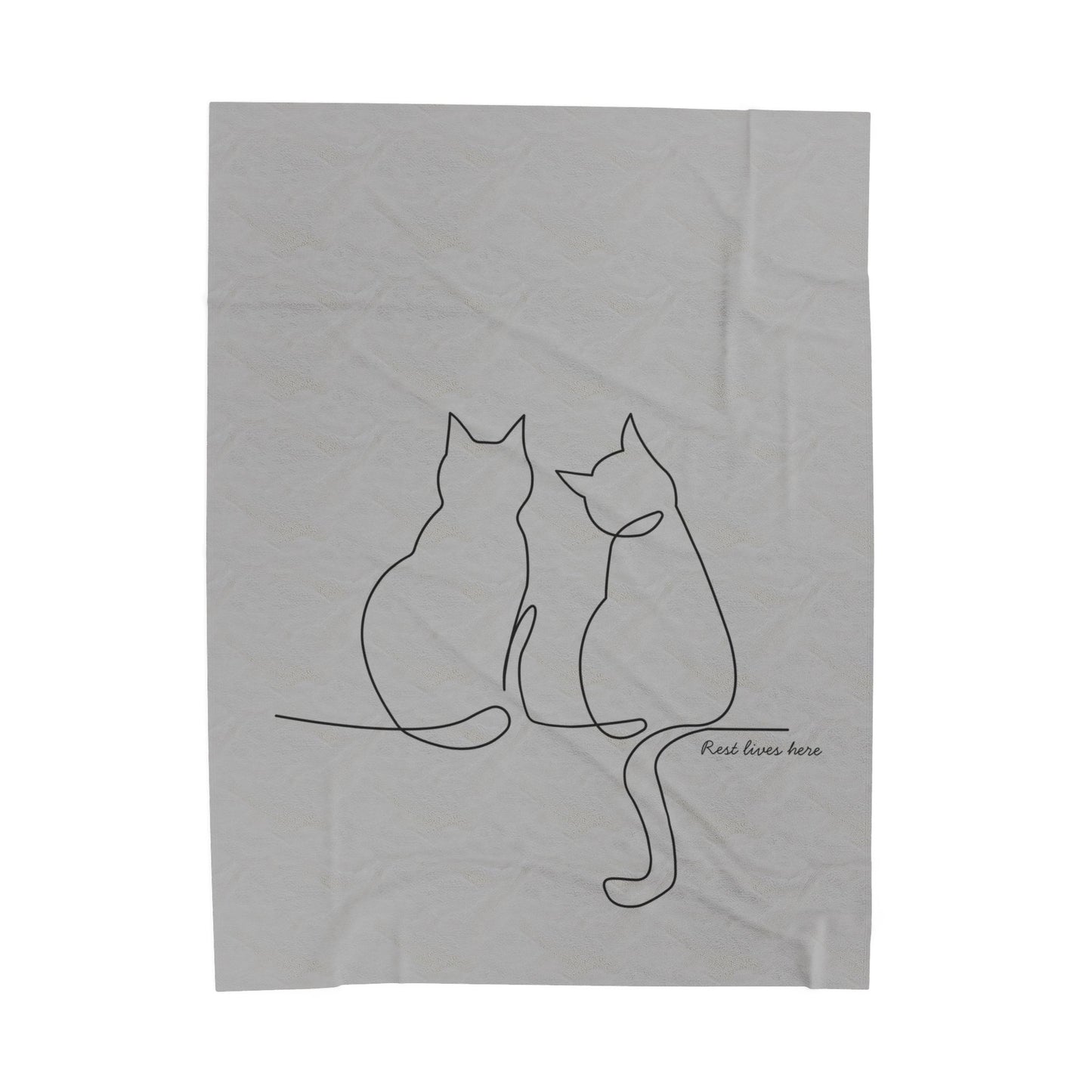 Velveteen Plush Blanket — Minimal Line Art Cat Throw for Cat Lovers