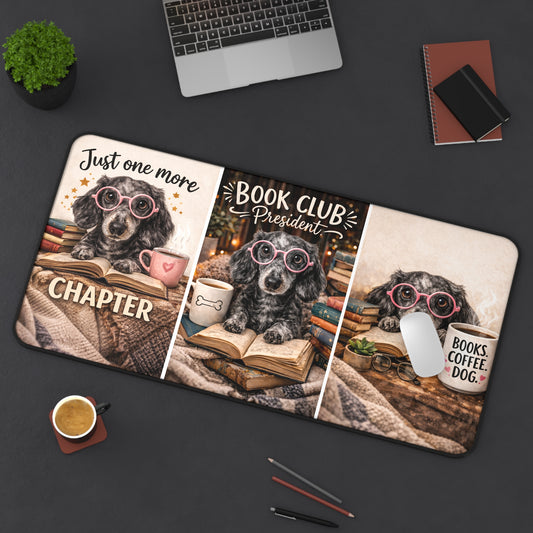 Book Club Dog Desk Mat/Mouse Pad