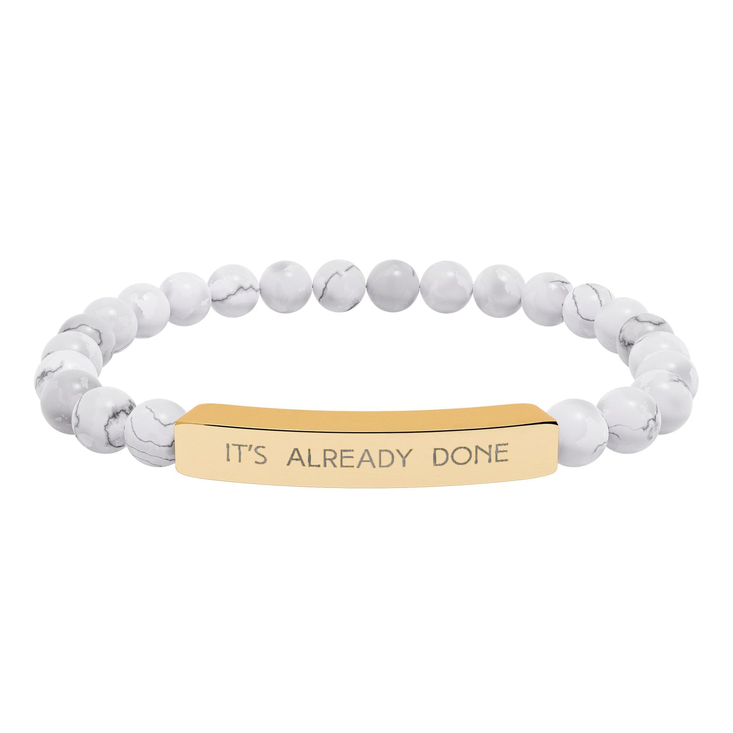 Engraved Natural Stone Bar Bracelet — “IT'S ALREADY DONE” Stretch Beaded Bracelet | Graduation | Promotion Gift
