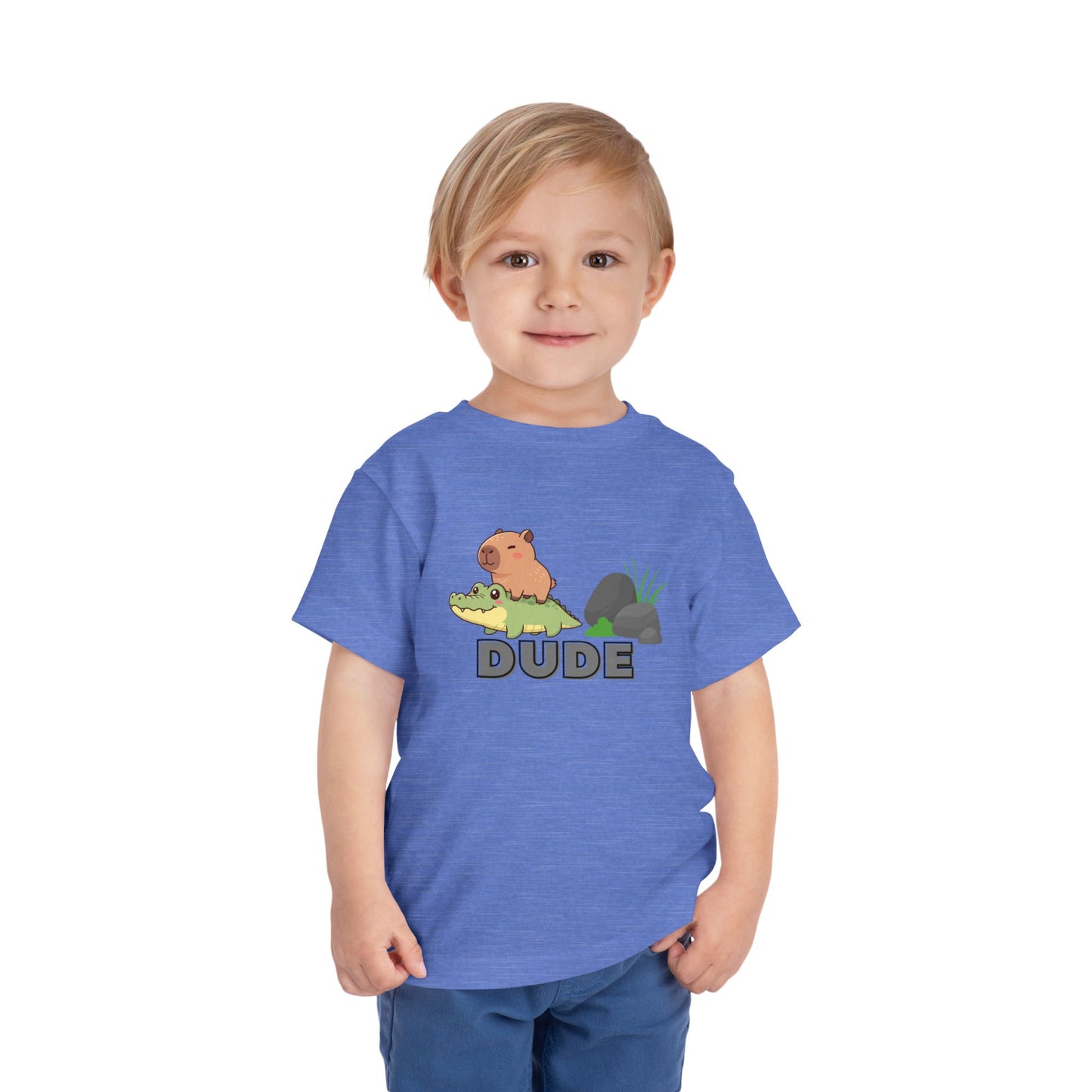 Capybara on Crocodile "DUDE" Toddler Graphic T-Shirt