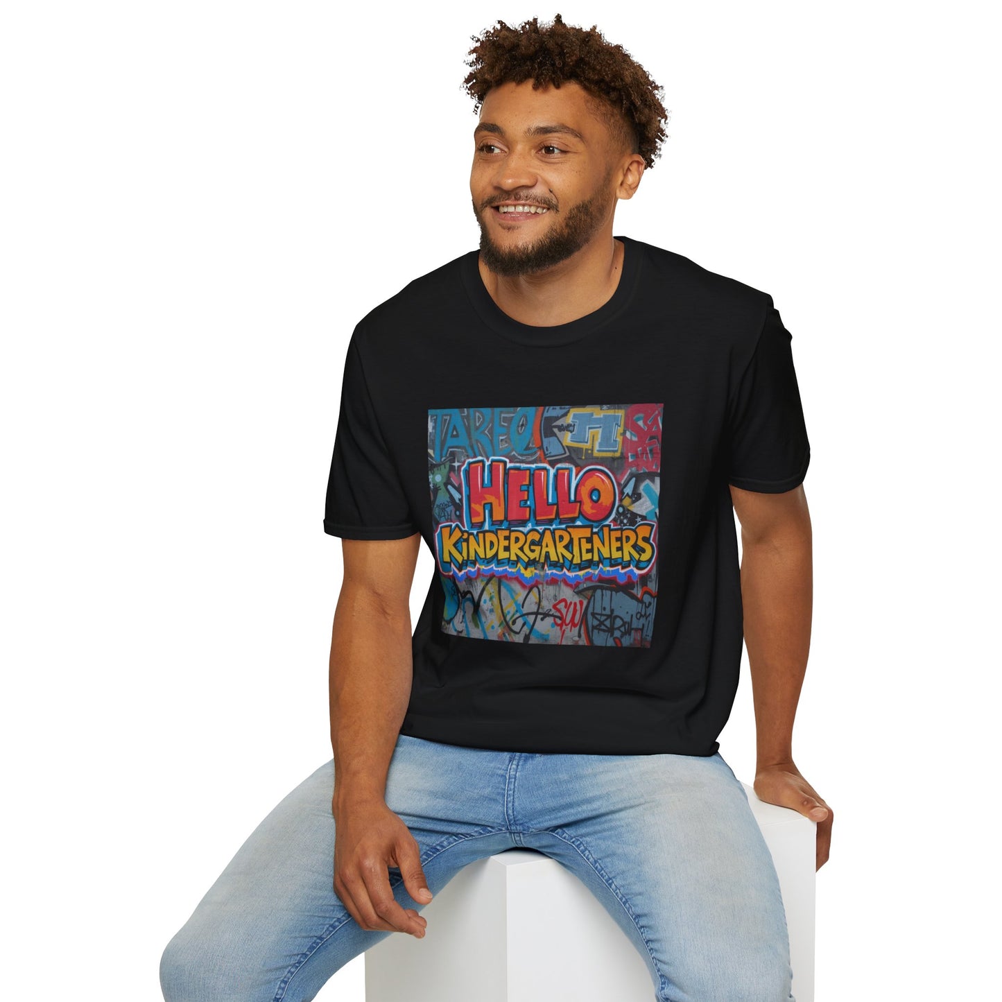 Hello Kindergarteners Graffiti Back-to-School T-Shirt for Teachers