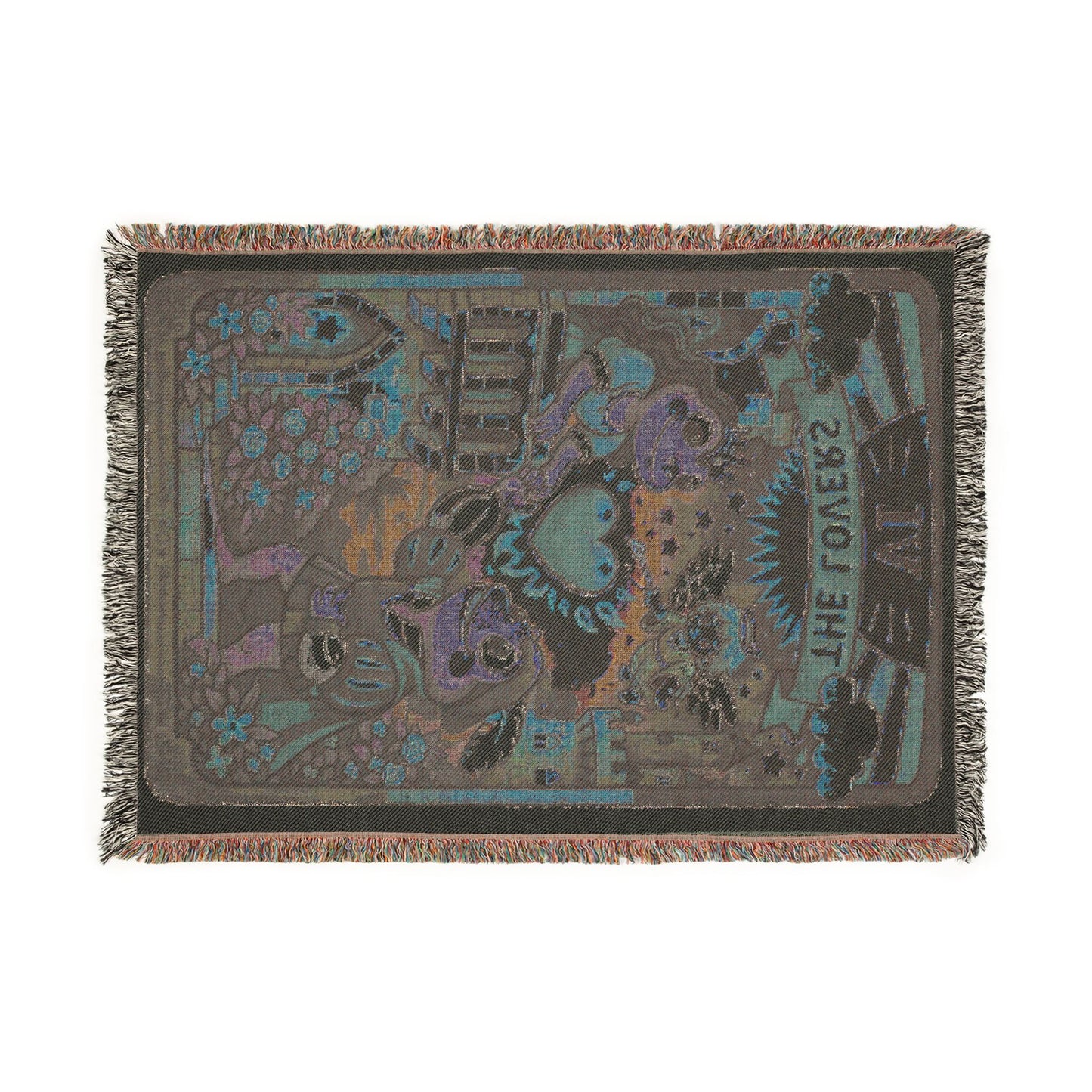 The Lovers Tarot Card (Frogs) Woven Blanket or Tapestry Throw