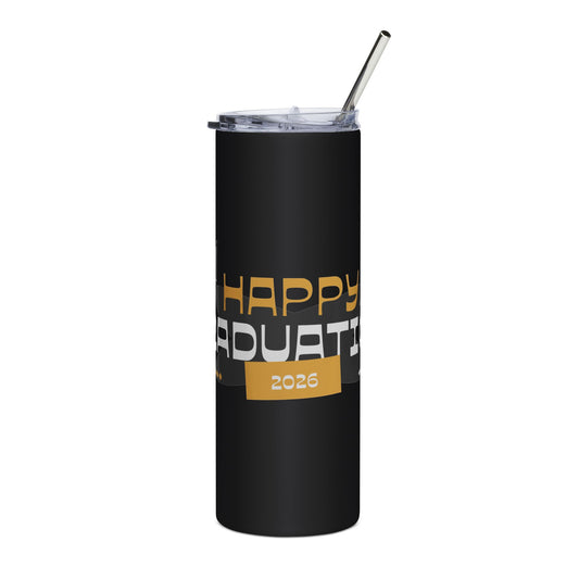 Happy Graduate 2026 Stainless Steel Tumbler — 20oz Slim Travel Cup