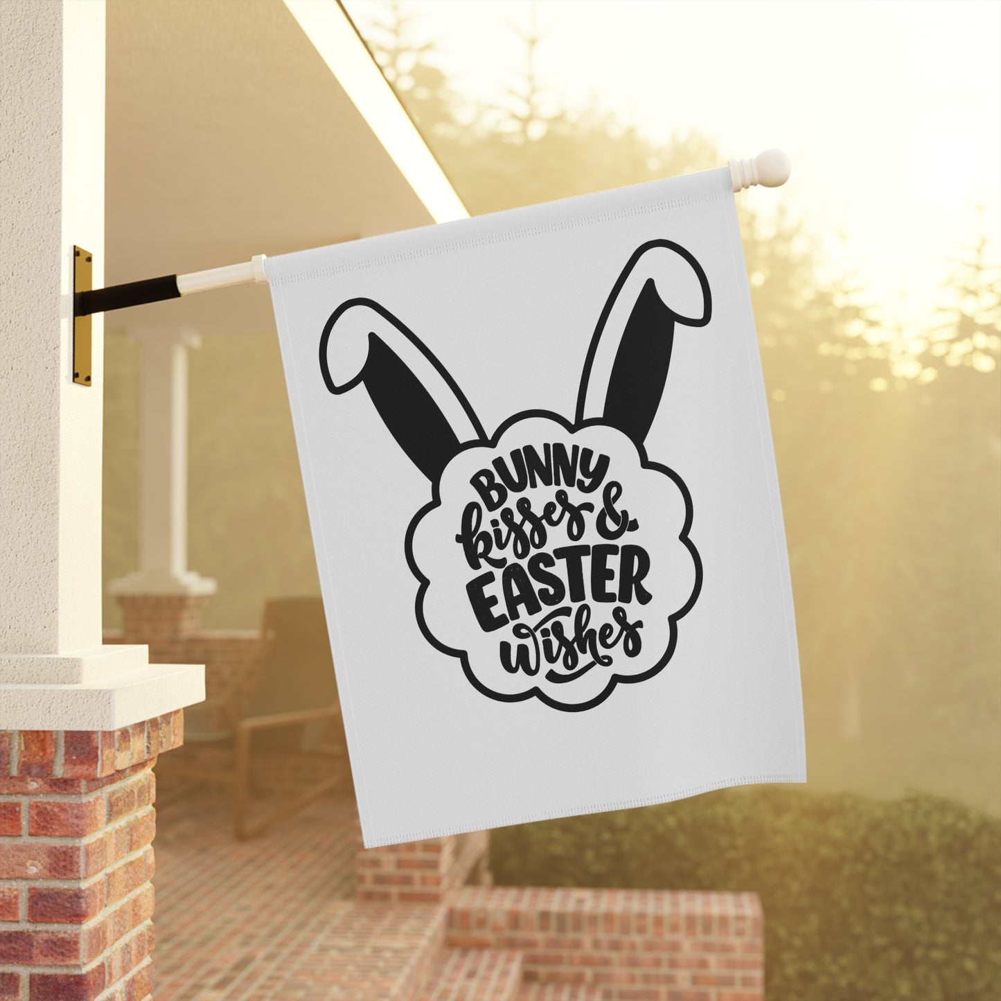 Easter Garden Flag - "Bunny Kisses & Easter Wishes" House Banner