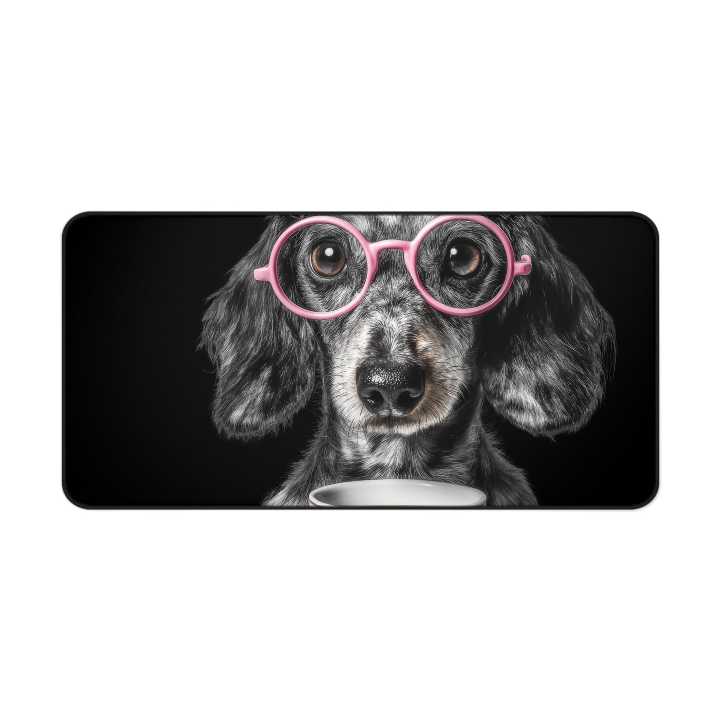 Dachshund with Pink Glasses Desk Mat/ Dog Mousepad