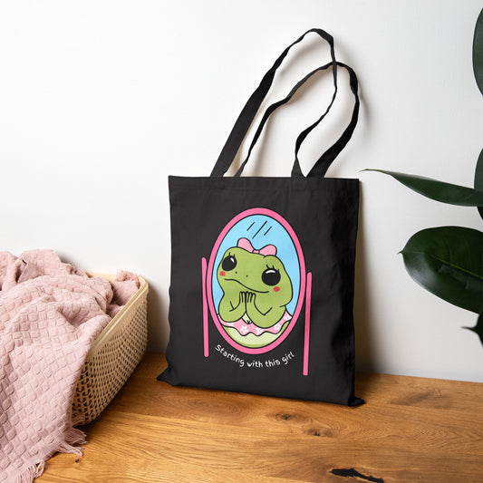 Cute Frog Mirror Tote Bag