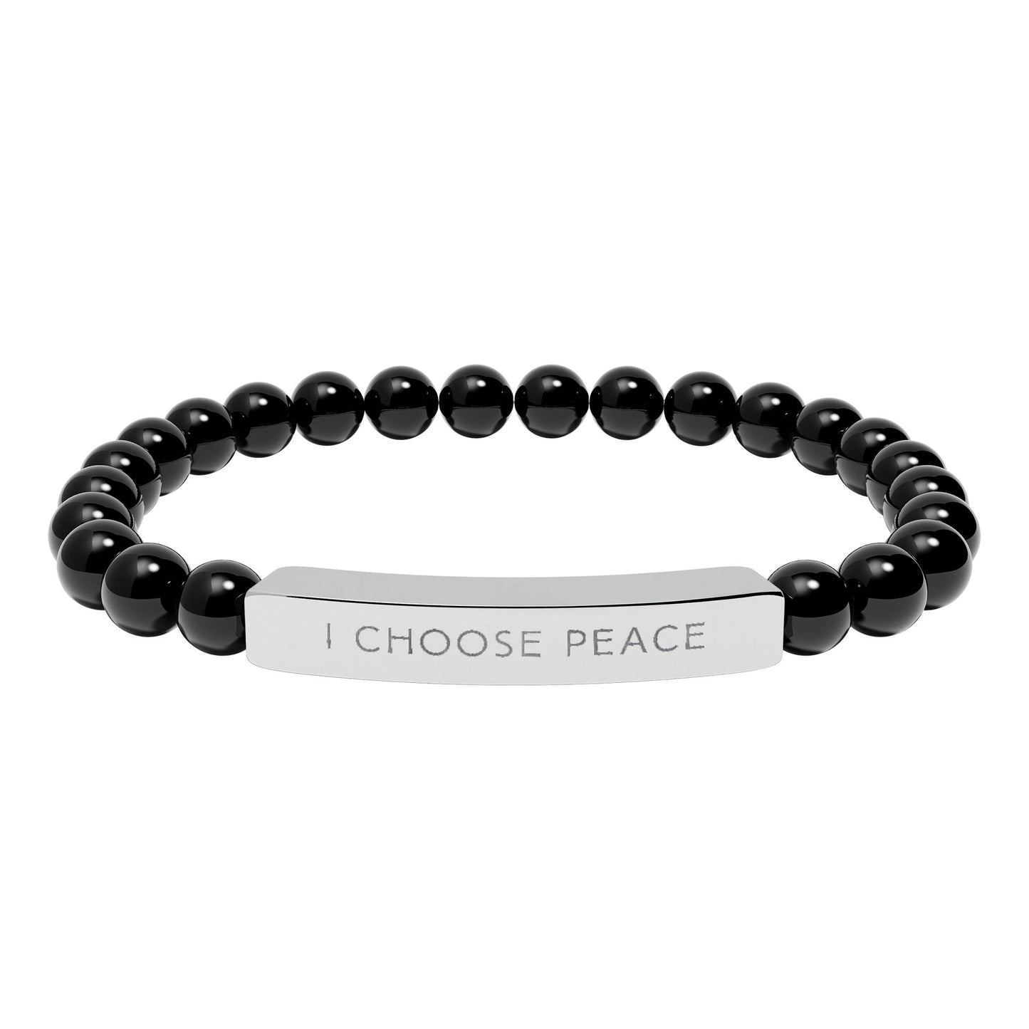 Engraved "I Choose Peace" Natural Stone Stretch Bracelet
