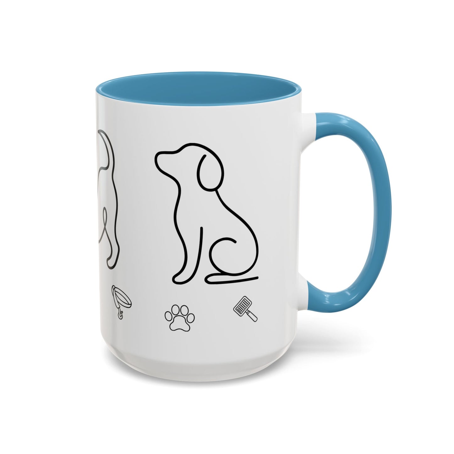 Dog Line Art Accent Coffee Mug — Minimal Paw & Pet Icons (11/15oz)