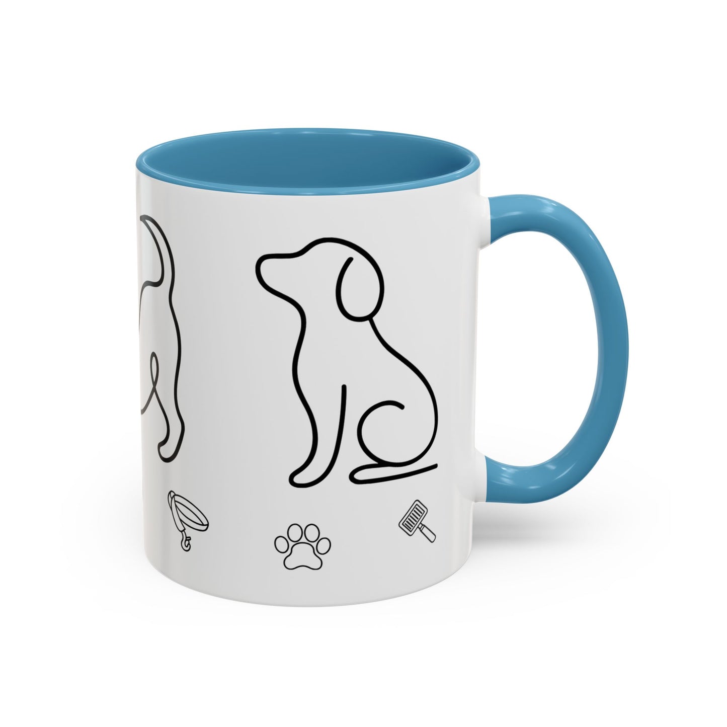 Dog Line Art Accent Coffee Mug — Minimal Paw & Pet Icons (11/15oz)