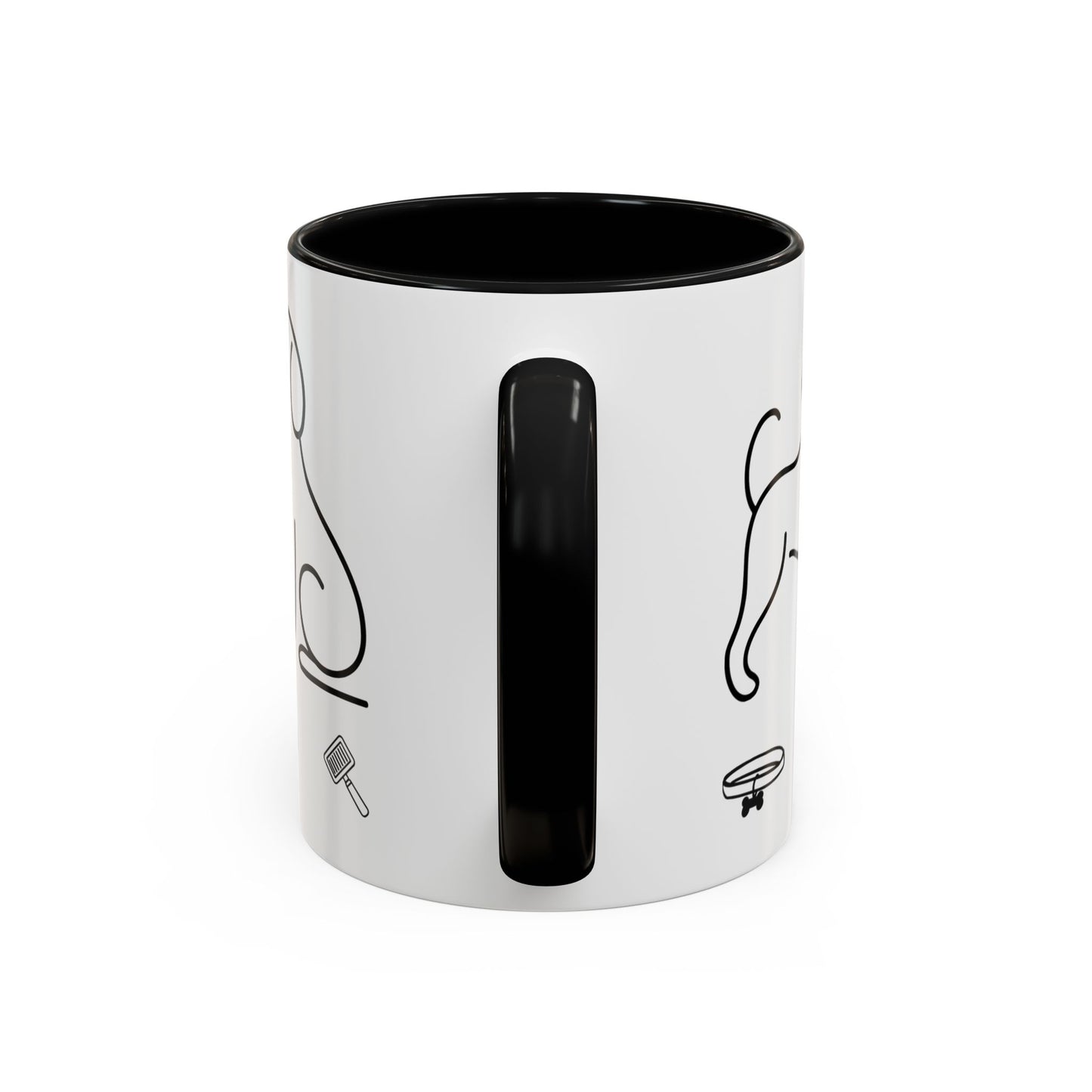 Dog Line Art Accent Coffee Mug — Minimal Paw & Pet Icons (11/15oz)