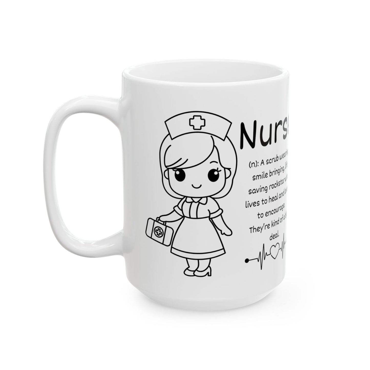 Nurse Cute Icons Ceramic Mug — 11oz & 15oz