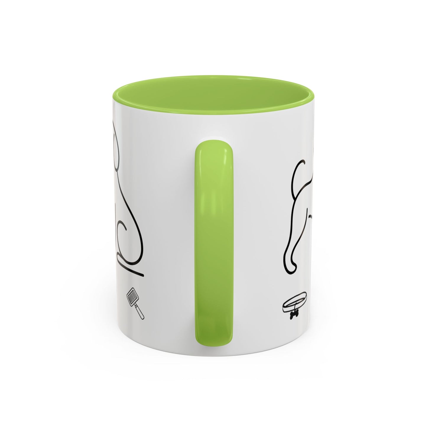 Dog Line Art Accent Coffee Mug — Minimal Paw & Pet Icons (11/15oz)