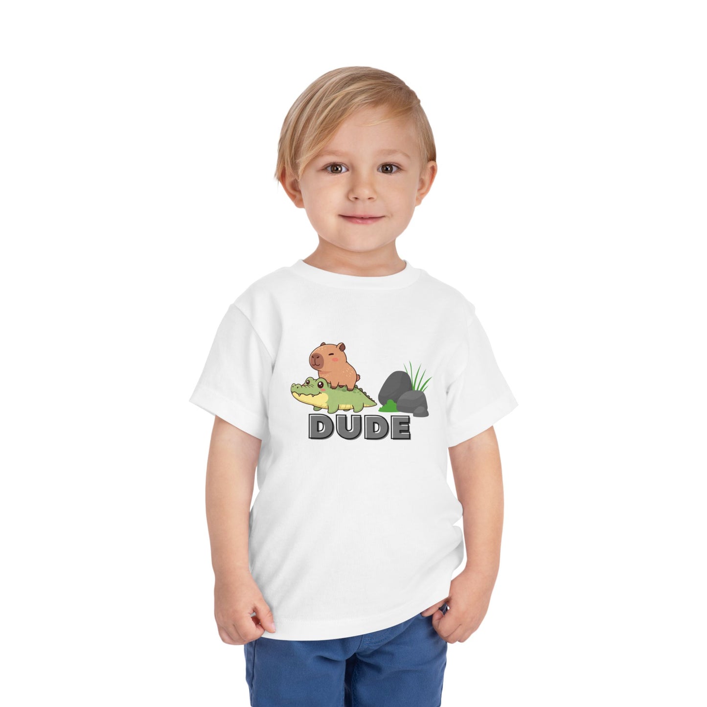 Capybara on Crocodile "DUDE" Toddler Graphic T-Shirt