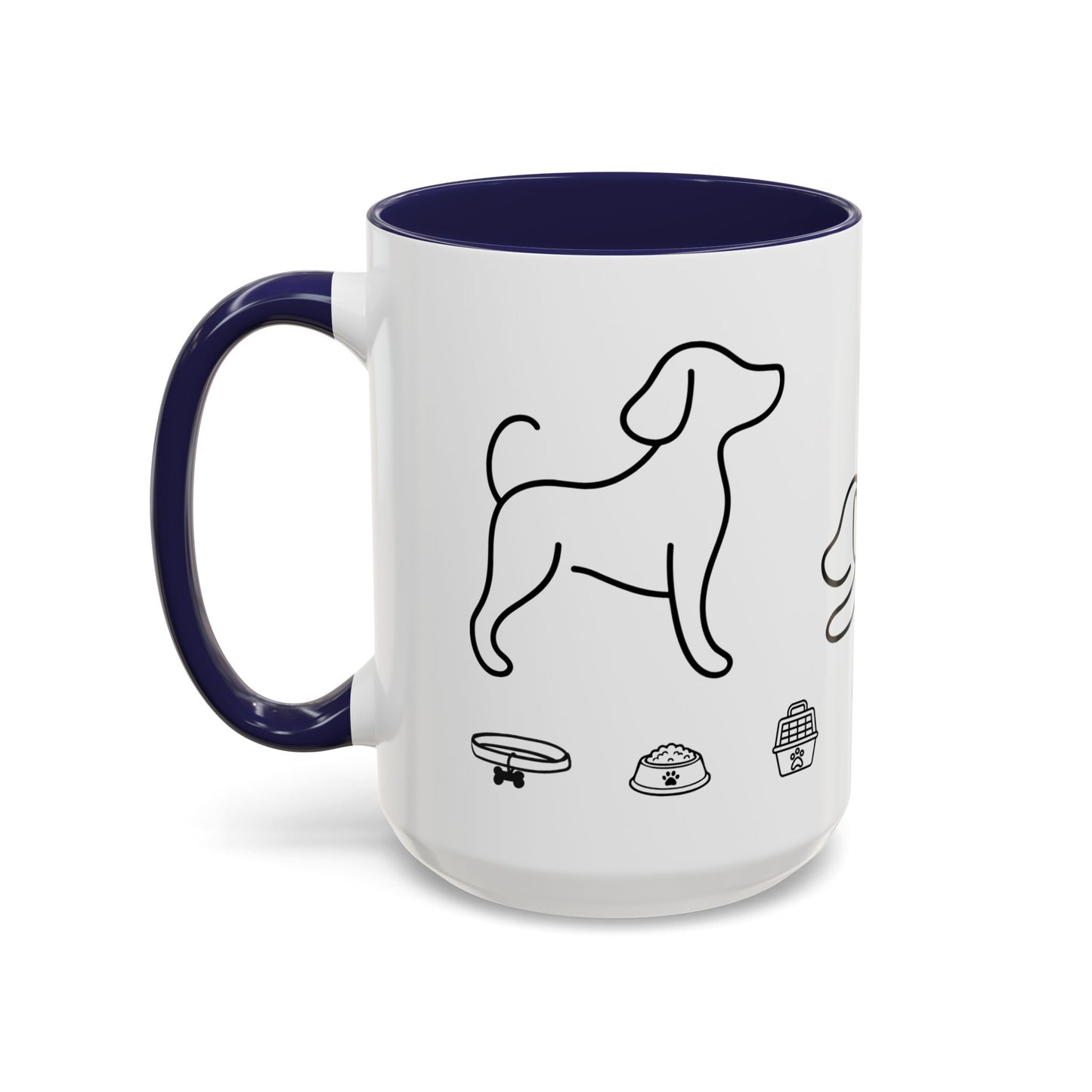 Dog Line Art Accent Coffee Mug — Minimal Paw & Pet Icons (11/15oz)