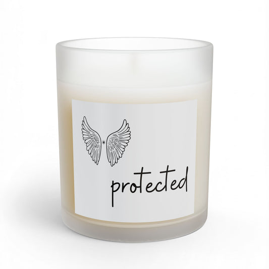 Protected Angel Wings Frosted Glass Candle — 11oz