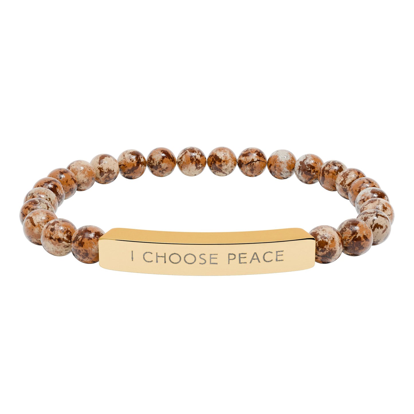 Engraved "I Choose Peace" Natural Stone Stretch Bracelet