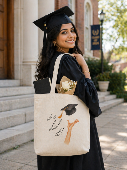 She Did It! Graduation Canvas Tote Bag