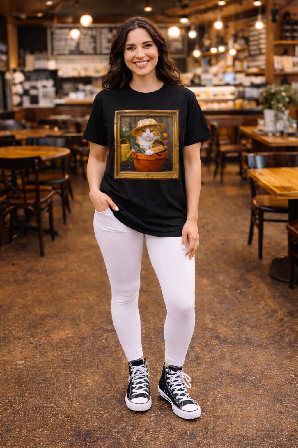 Cat in a Flower Pot Gardening Graphic T-Shirt