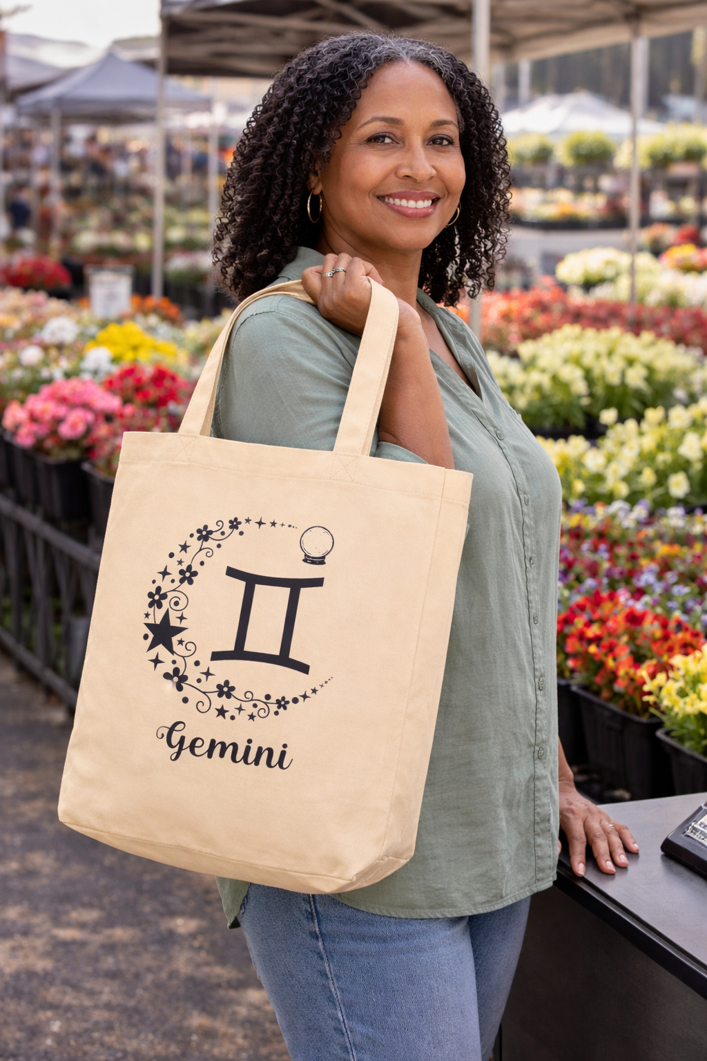 Gemini Zodiac Eco Canvas Tote