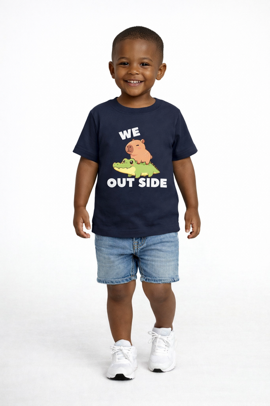 'We Outside' Crocodile and Capybara Graphic Toddler T-Shirt