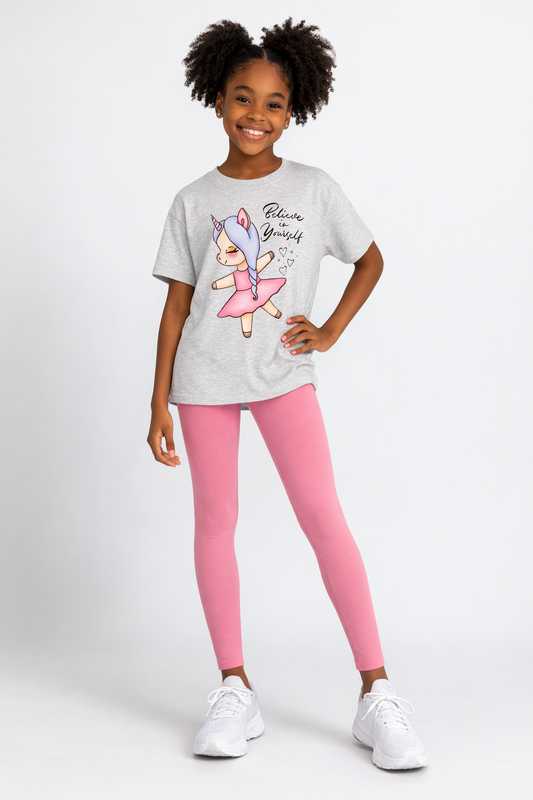 "Believe in Yourself" Unicorn Ballerina Youth T-Shirt