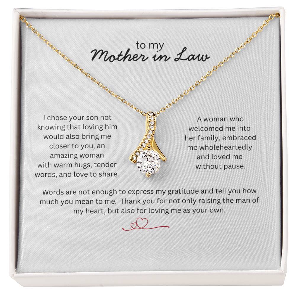 To My Mother in Law Necklace - Gift from Daughter in Law - Thank You Jewelry for MIL - Birthday Christmas Mothers Day Gift - Message Card