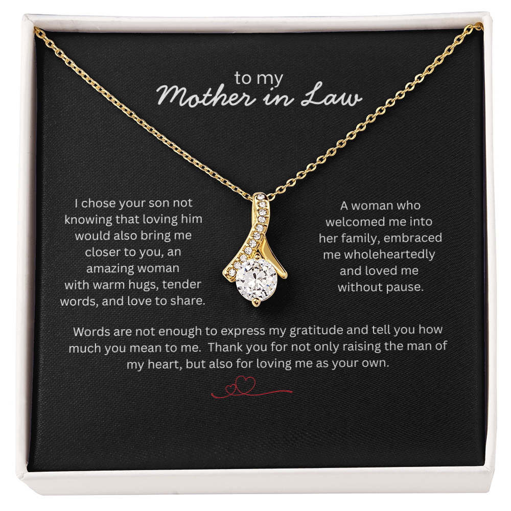 To My Mother in Law Necklace - Gift from Daughter in Law - Thank You Jewelry for MIL - Birthday Christmas Mothers Day Gift - Message Card