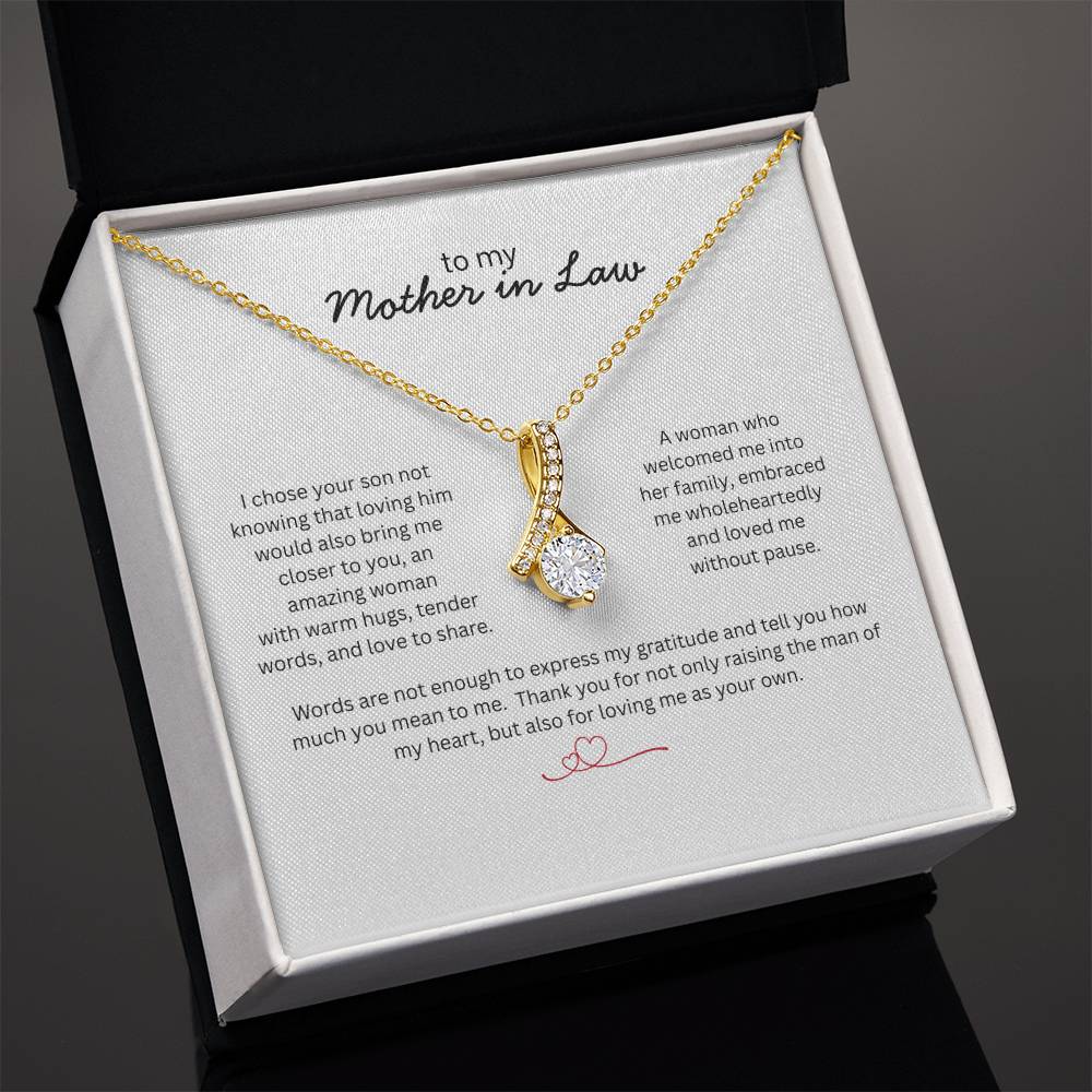 To My Mother in Law Necklace - Gift from Daughter in Law - Thank You Jewelry for MIL - Birthday Christmas Mothers Day Gift - Message Card