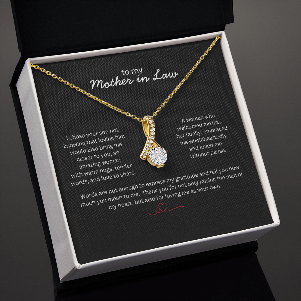 To My Mother in Law Necklace - Gift from Daughter in Law - Thank You Jewelry for MIL - Birthday Christmas Mothers Day Gift - Message Card
