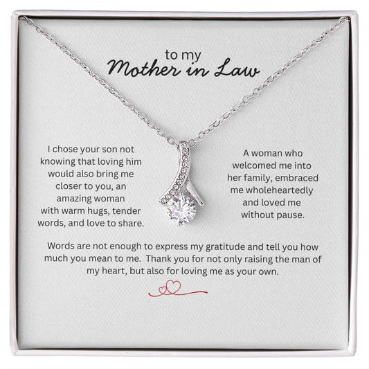To My Mother in Law Necklace - Gift from Daughter in Law - Thank You Jewelry for MIL - Birthday Christmas Mothers Day Gift - Message Card
